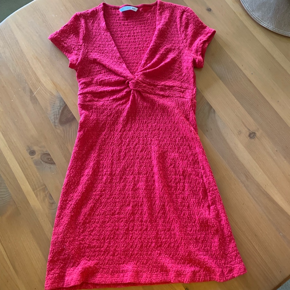 Mango Red Twist-Front Dress